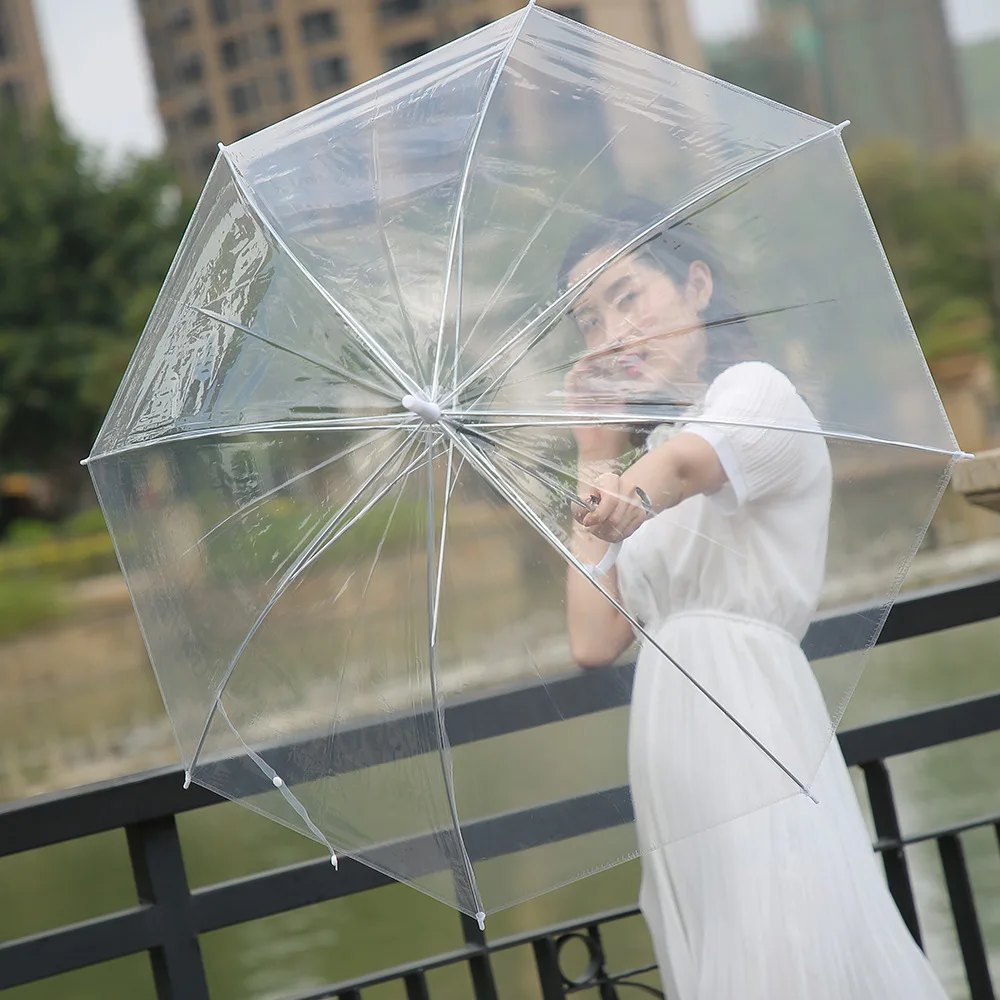 50pcs Hot Sale Transparent,fashion umbrella Party Photography Wedding Long Umbrella Creative Gift Umbrella