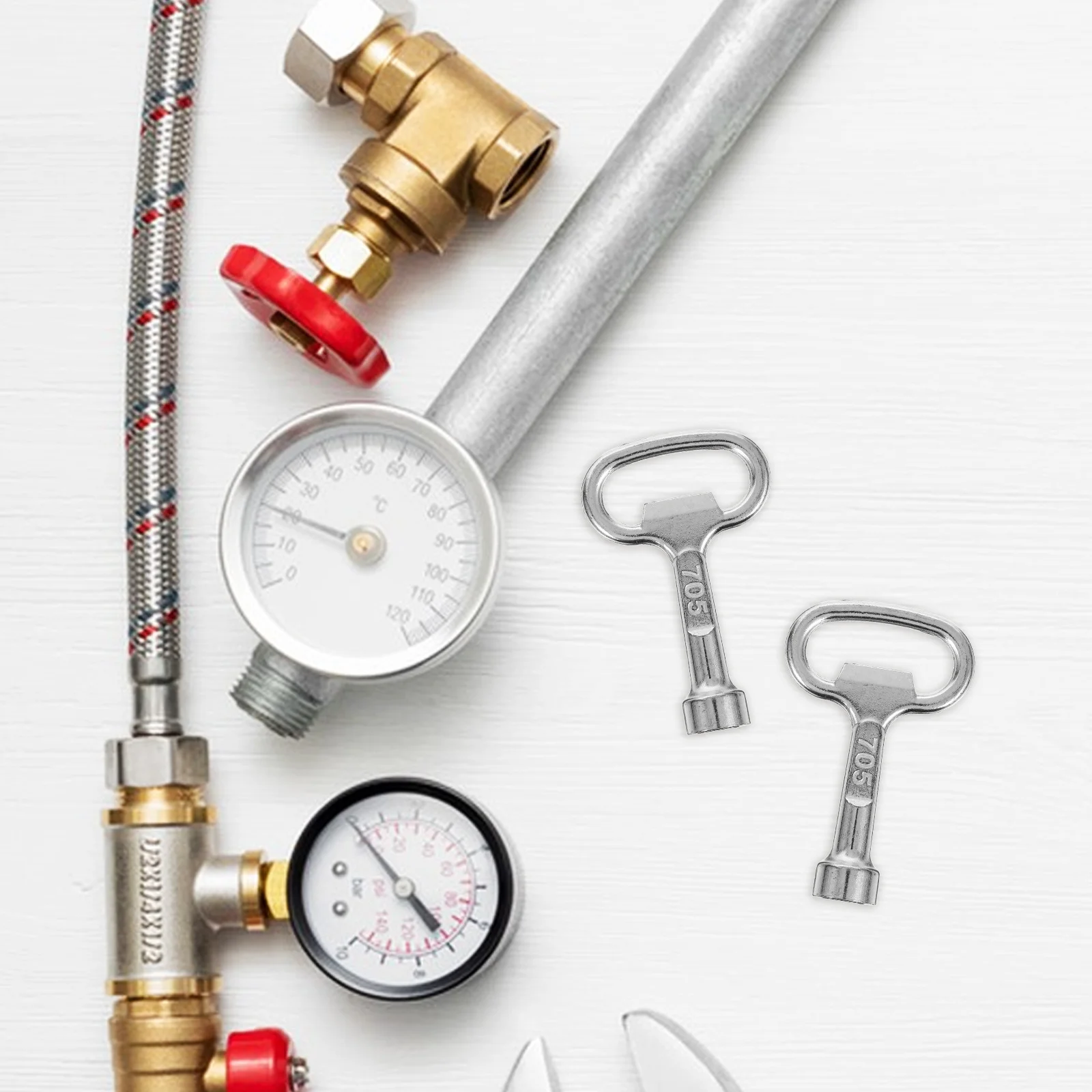 

4 Pcs Drain Wrench Tool Door Key Pin Portable Keychain Quarter Holder Zinc Alloy Hydrant Mechanical Switch Ac Shredded Valve