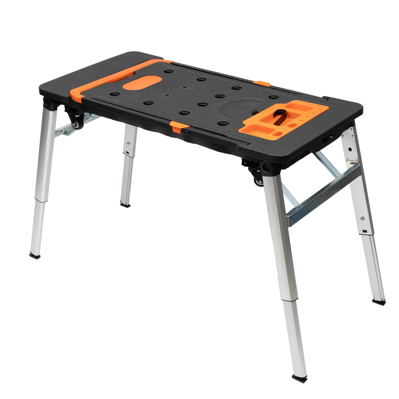 Mobile Workbench with 330.69lbs Load Capacity,  Wheels, Foldable Design, Tool Tray, Protractor, Ruler, Ideal for Work, Auto
