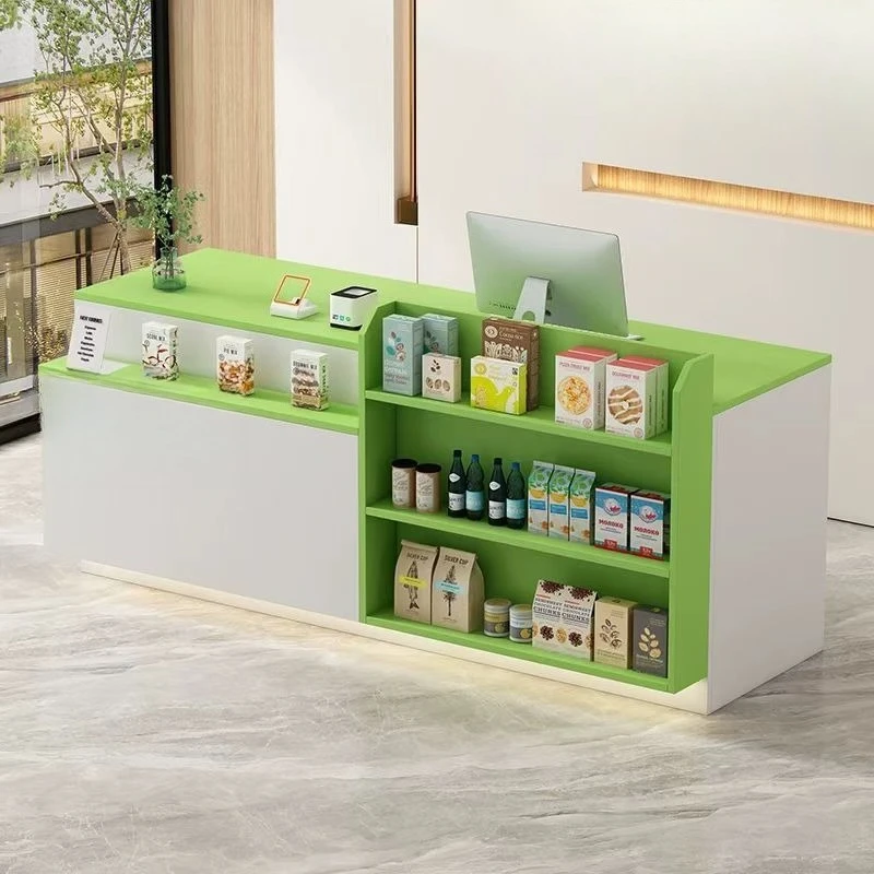 Convenience store checkout page store small cabinet supermarket  store display rack milk tea front table reception desk