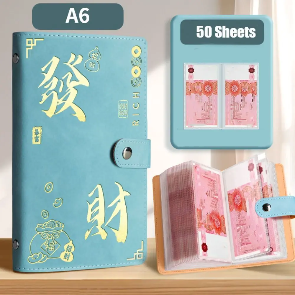 

PU Leather Saving Money Binder Good Luck Refillable Planner Organizer Savings Handbook Cash Envelopes Account Book