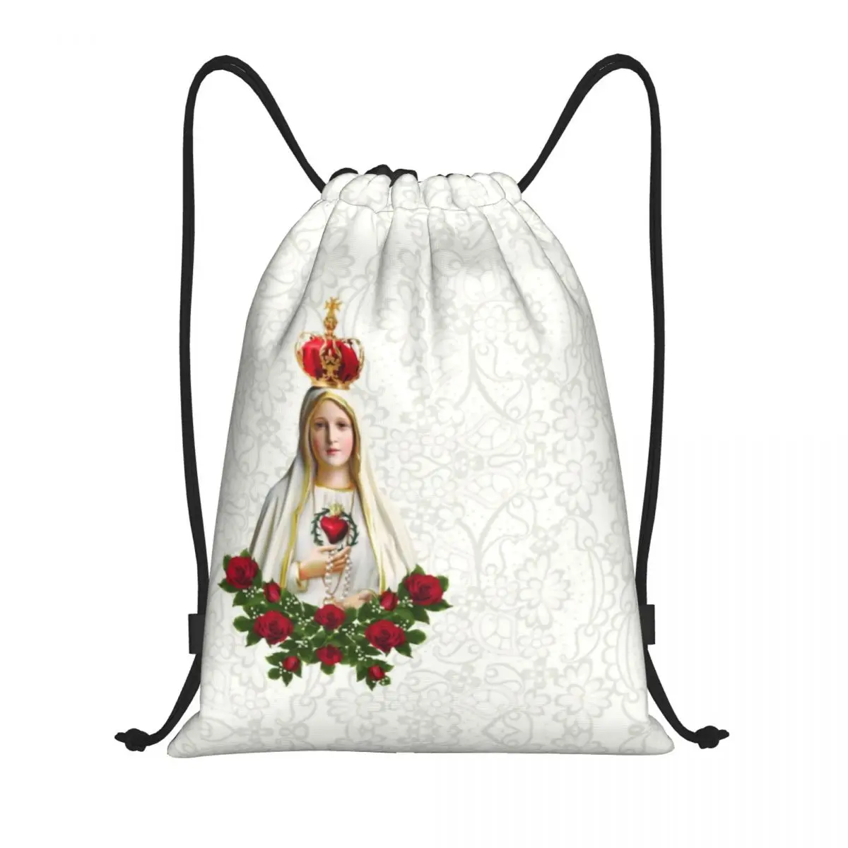 Mochila con cordón de Nuestra Señora de Fátima, saco deportivo portátil para gimnasio, Rosario de Portugal, bolsa de entrenamiento católica de la Virgen María