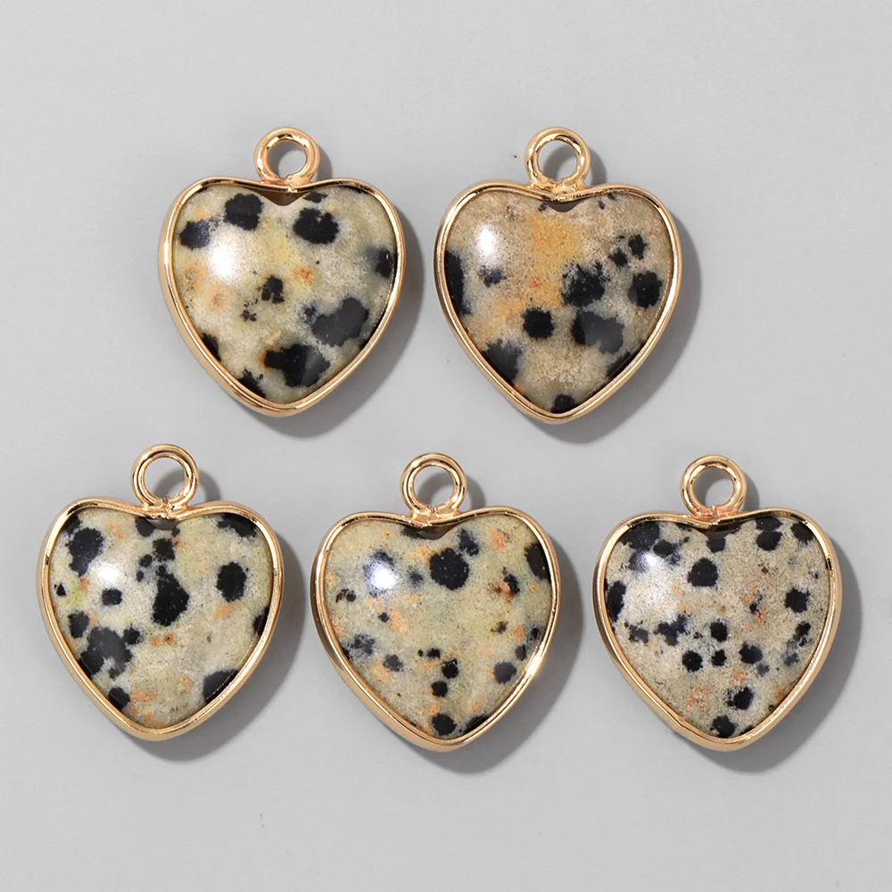 Cute Heart Shape Stone Pendant Natural Gem Charm