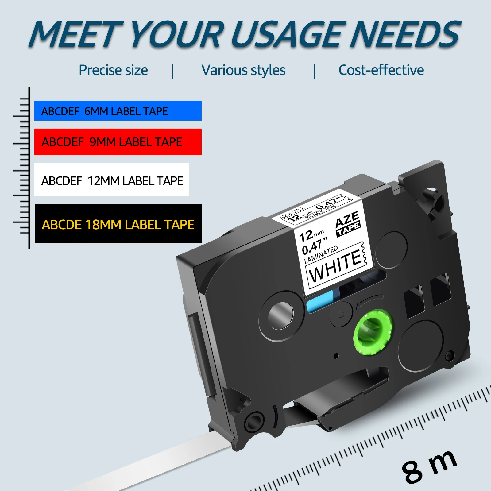 Greencycle 10PK TZe 231 Label cassettes Compatible for Brother Ptouch Printer Black on white Label tape 6mm 9mm 12mm 18mm 24mm