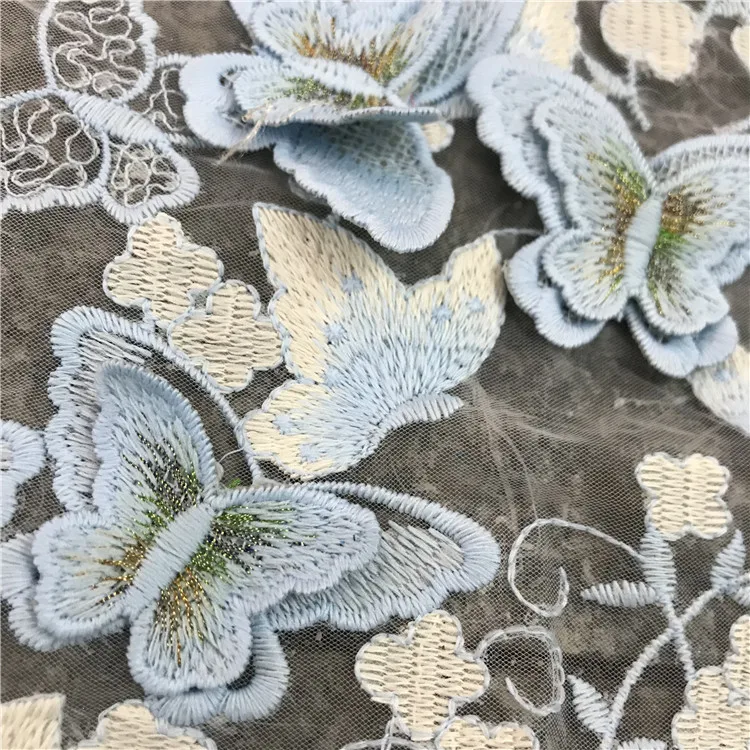 130cm Wide Heavywork 3D Butterfly Embroidered Milk Silk Lace Fabric - 3D Stereo Tulle Lace for Women's Dresses & Evening Gowns view 4