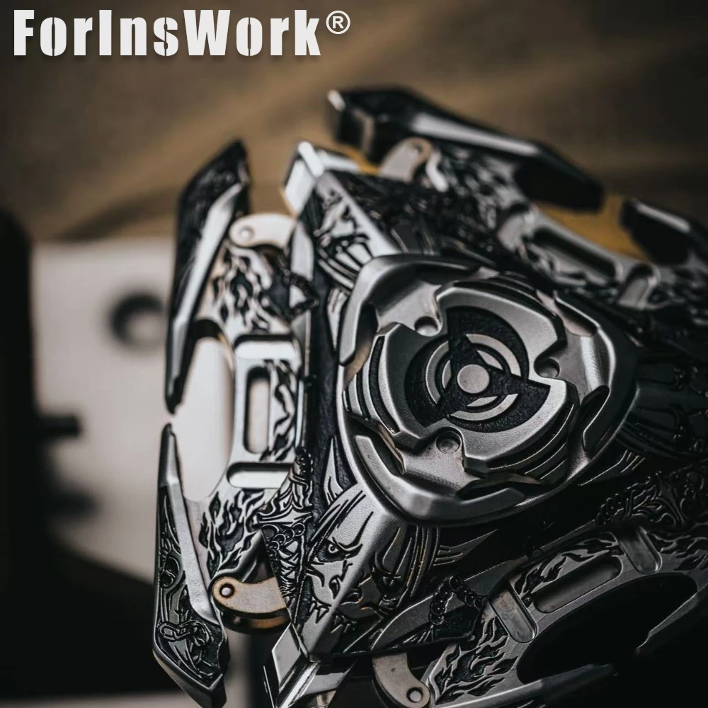 Freak Mech Studio  Engraved Stainless Steel Version Bloody Blade Fidget Spinner Open Nail Gyro Stress Relief Toy Fidget Toys