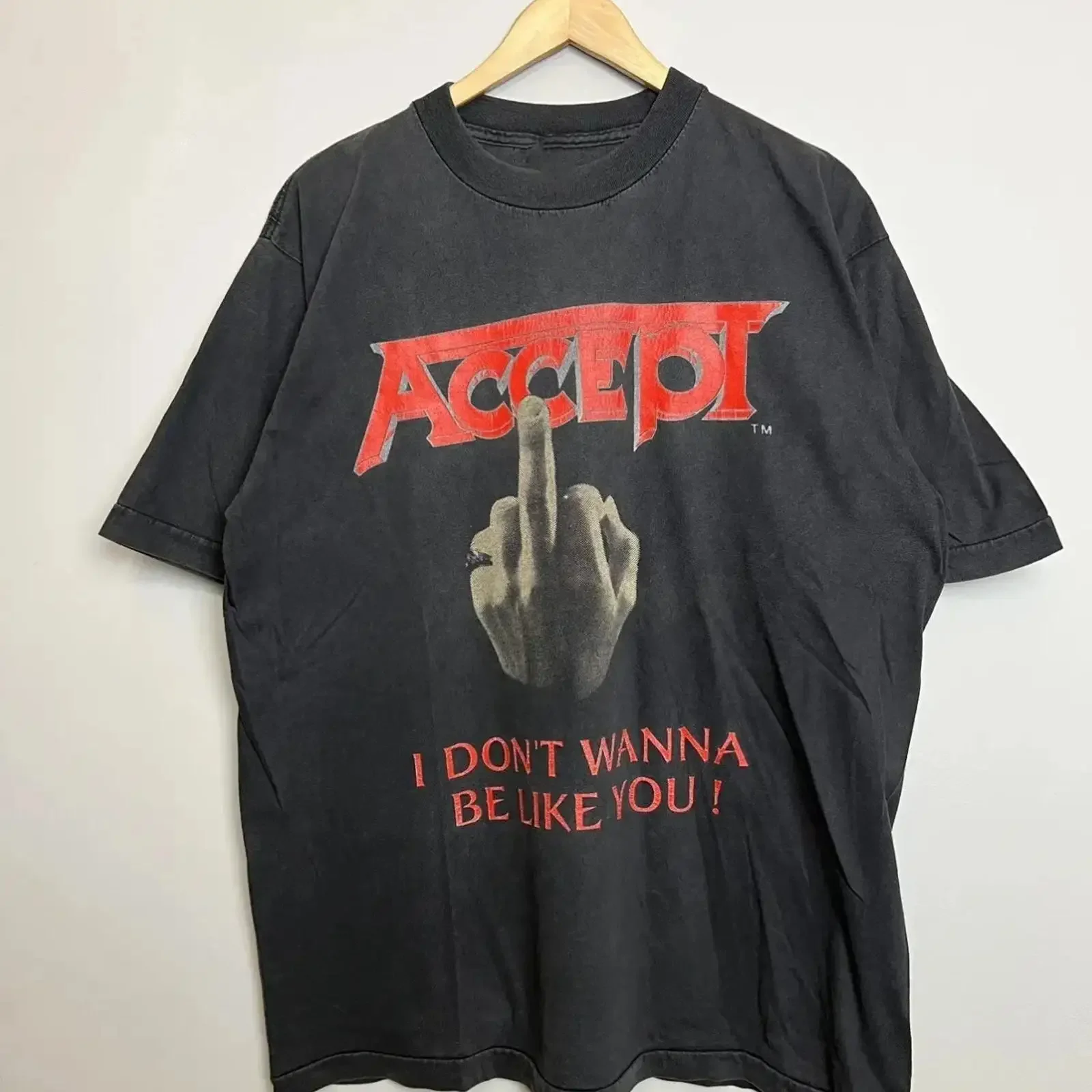 Rare Accept Band Music Tour T Shirt S to 5XL NZL383 vintage Washed fashion Slightly designer clothes homme Soft Comfortable