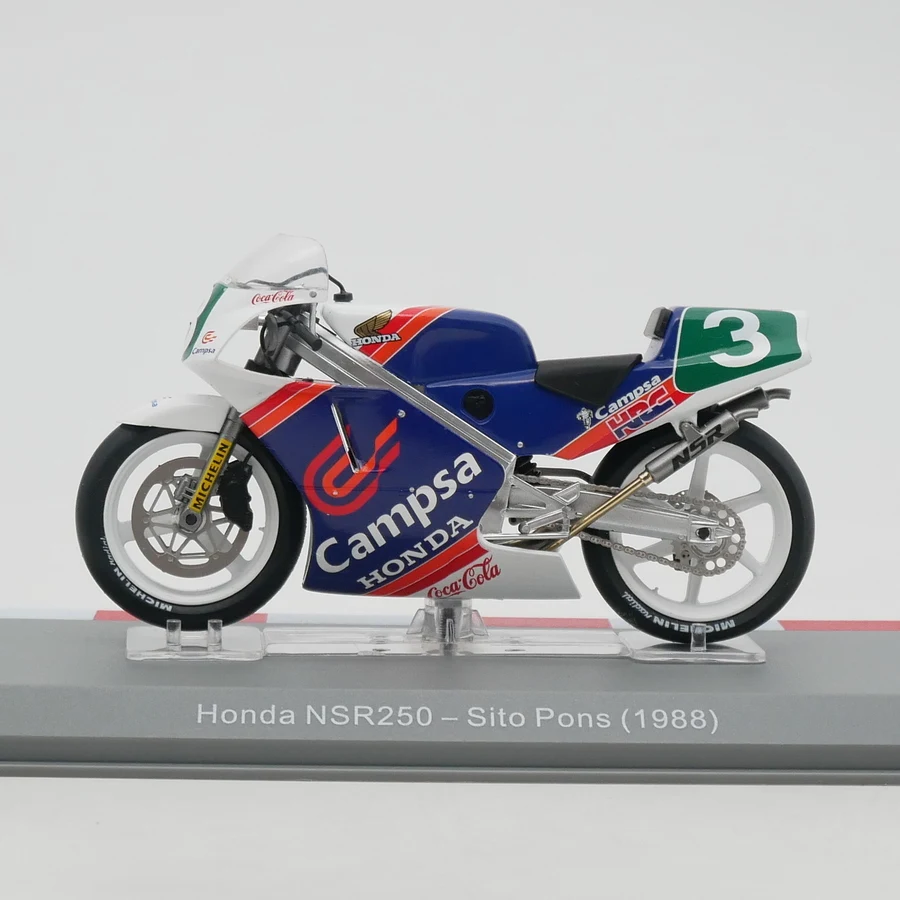 IXO 1:18 Scale Diecast Alloy Moto GP 1988 Honda NSR250 Sito Pons Motorcycle Toys Cars Model Classic Adult Souvenir Gifts Display