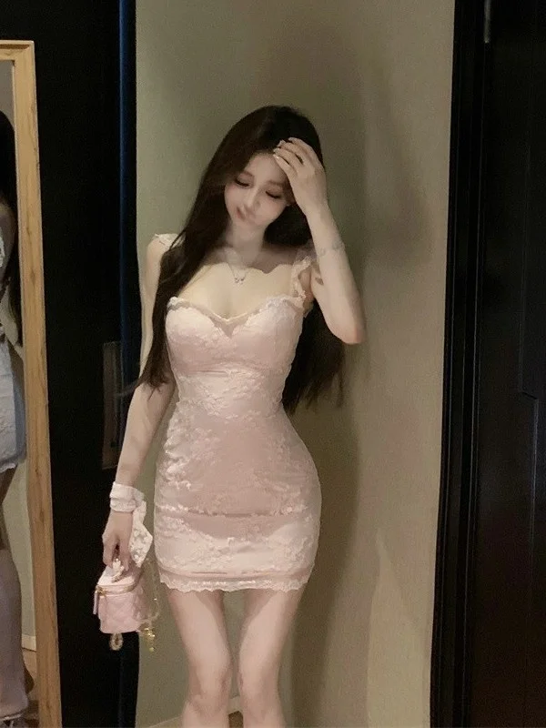 ชุดเดรสลูกไม้เซ็กซี่แบบผ่าข้าง รุ่น Dr Pure Desire ทรงเข้ารูป สไตล์ฤดูร้อน กระโปรงทรงเอ ดีไซน์เรียบหรู ชิ้นเดียว รุ่นใหม่ปี 2025