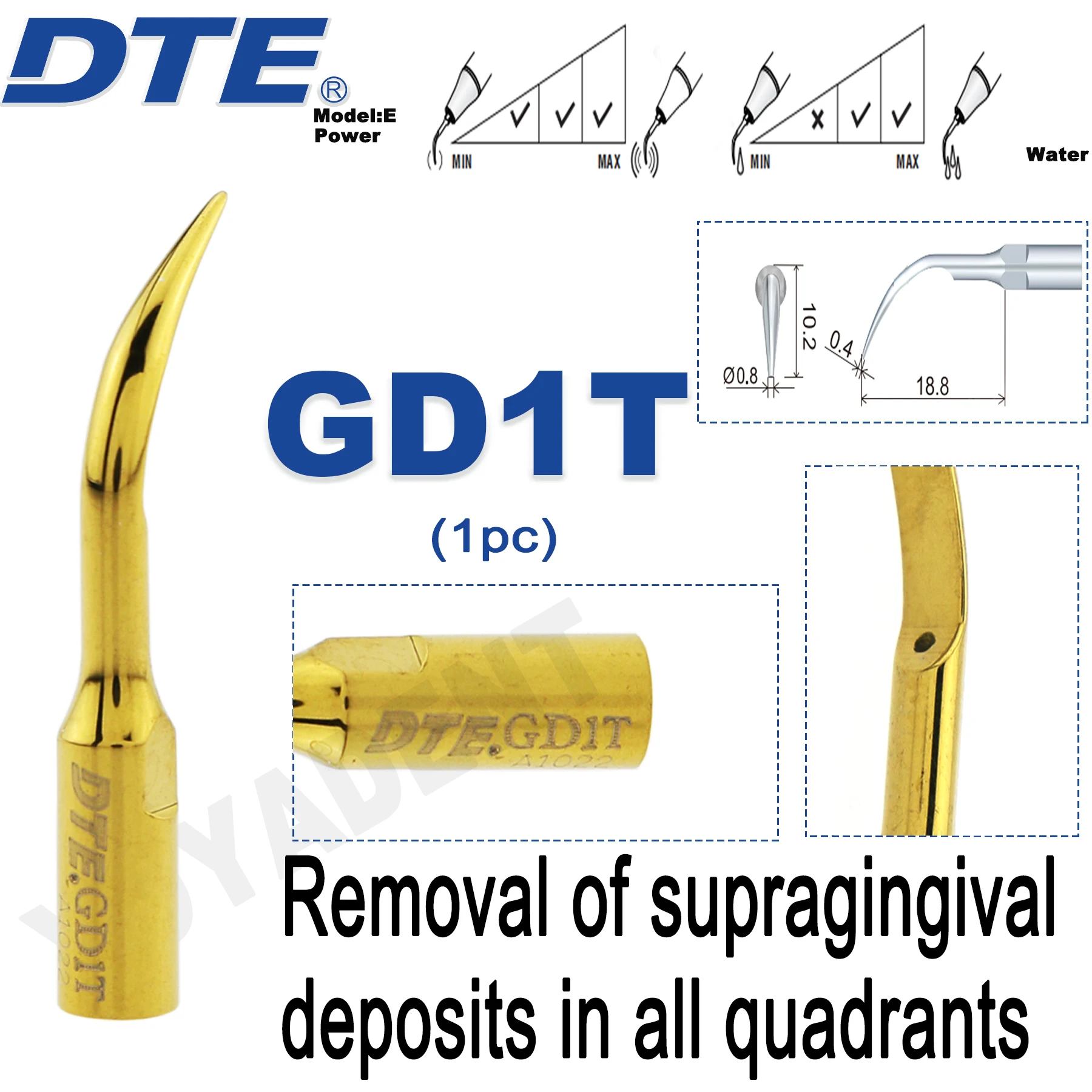 

Woodpecker DTE Dental Ultrasonic Scaler Tips Scaling Tips GD1T Fit NSK SATELEC Scaler Handpiece Medical Accessories