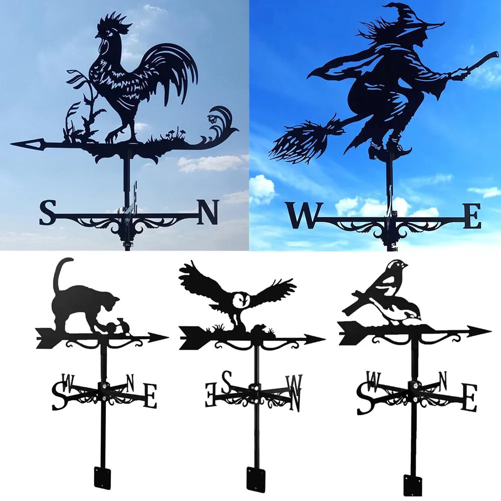 

Metal Weathervane,Witch Weather Vane,Eagle ,Cock Wind Direction Indicator Garden Decoration Outdoor Roof Decoration Gardening