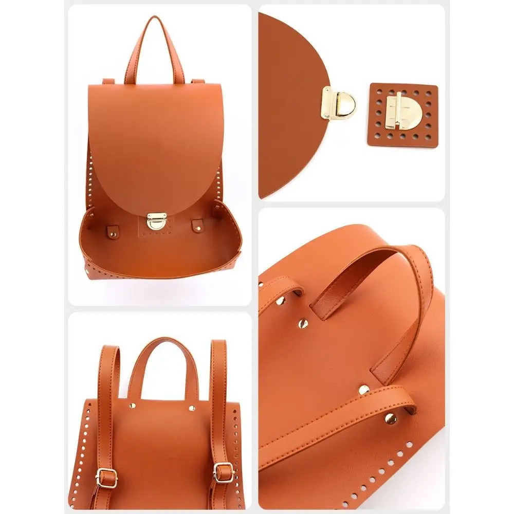 Couro do plutônio diy tecido mochila conjunto artesanal diy bolsa de couro alça ajustável saco de crochê kit uso viagem