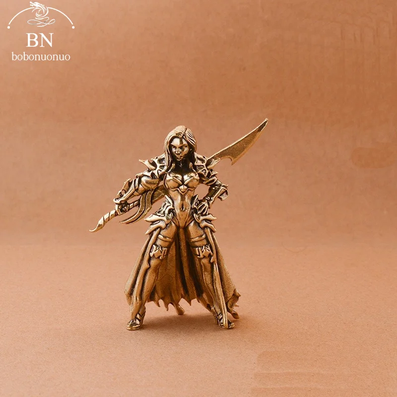 Copper Metal Solider Model Miniatures Figurine Vintage broadsword Beauty warrior Ornament Desktop Decoration Accessories Toy Gi