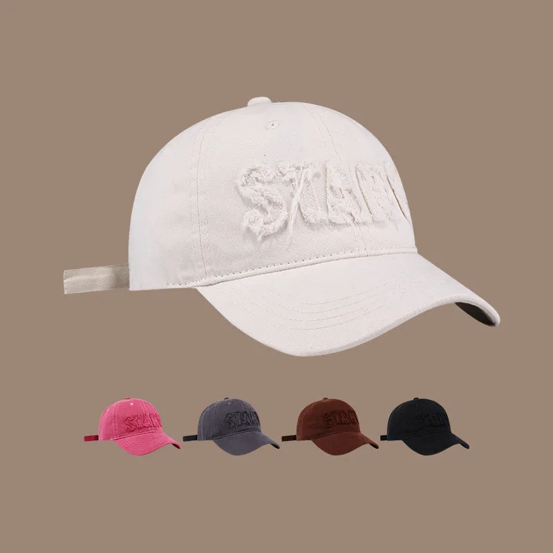 Fashion Unisex Snapback Hat Burr Edge Letter Embroidery Baseball Caps Street Face-looking Small Sun Hat Couple Leisure Caps