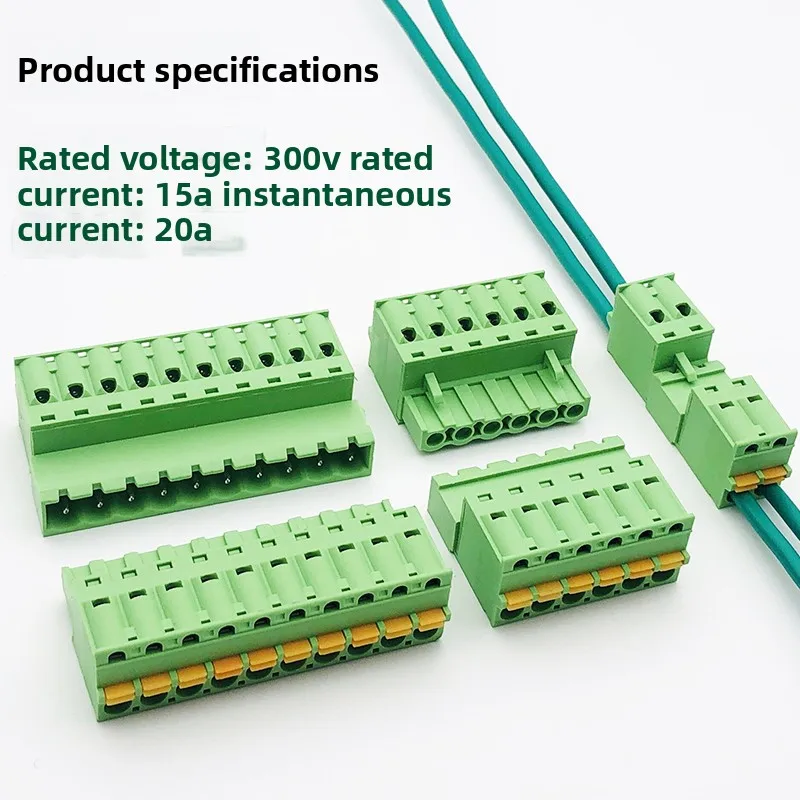 Solder-free screw-free 2EDGKDP-5.08mm spring press plug-in terminal male and female complete set 2P-24P
