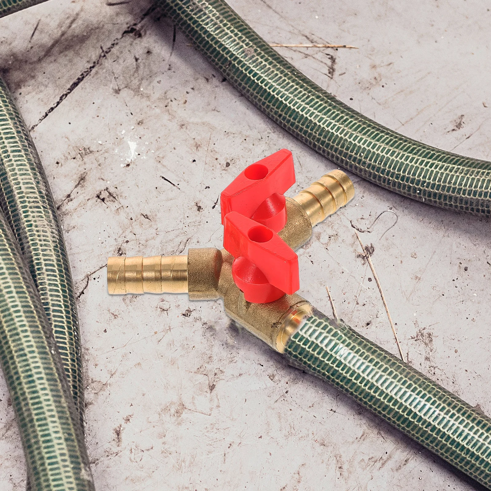 Y Shape Three Way Gas Pipe Distribution Switch Shut Off Ball Valve 3 Clamps Copper 10Mm Golden Red Durable Professional Y 3 Way