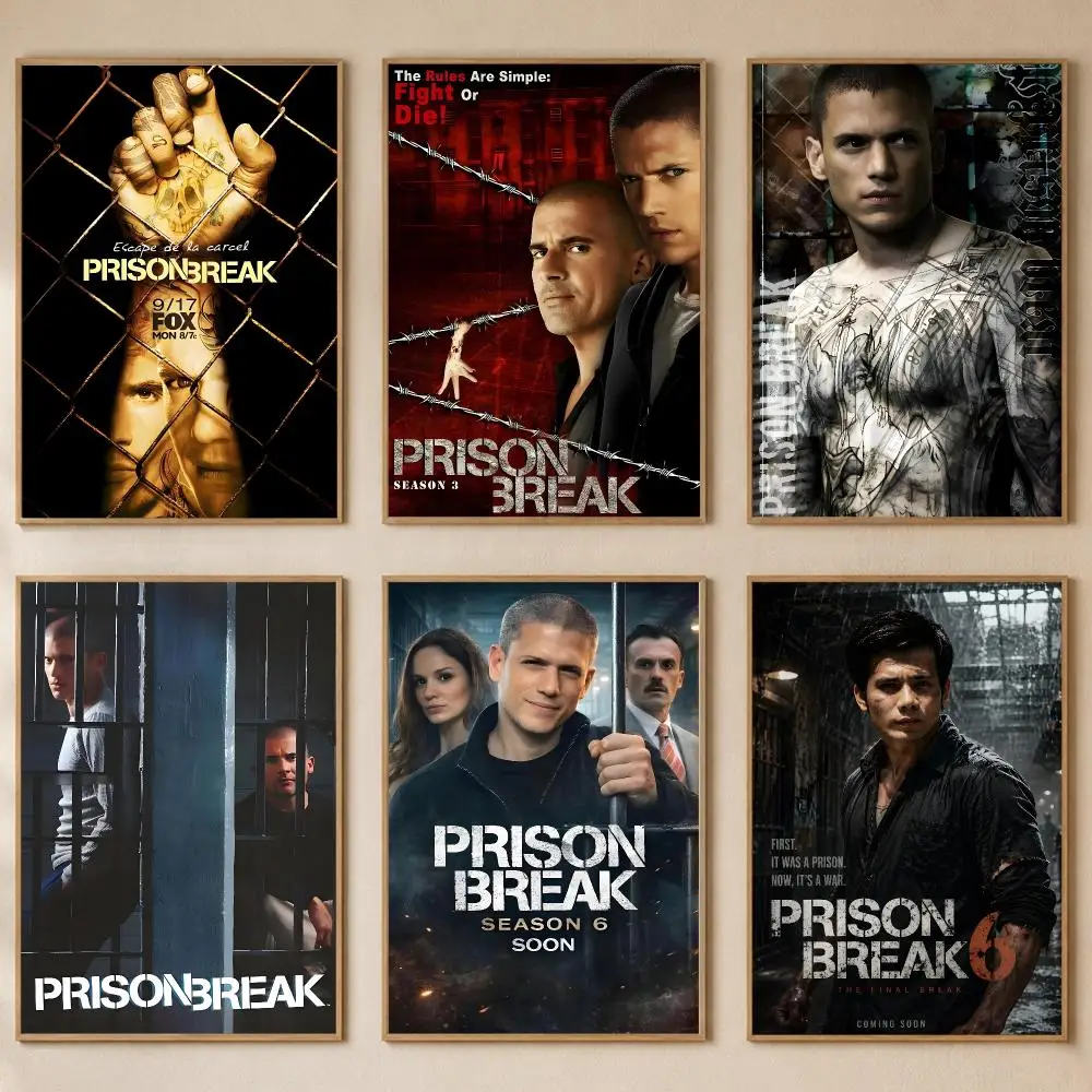 Crime Series Prison Break Poster PP Self-Adhesive Bedroom Gaming Cafe/Bar Vintage Aesthetic Decor Ideal Gift