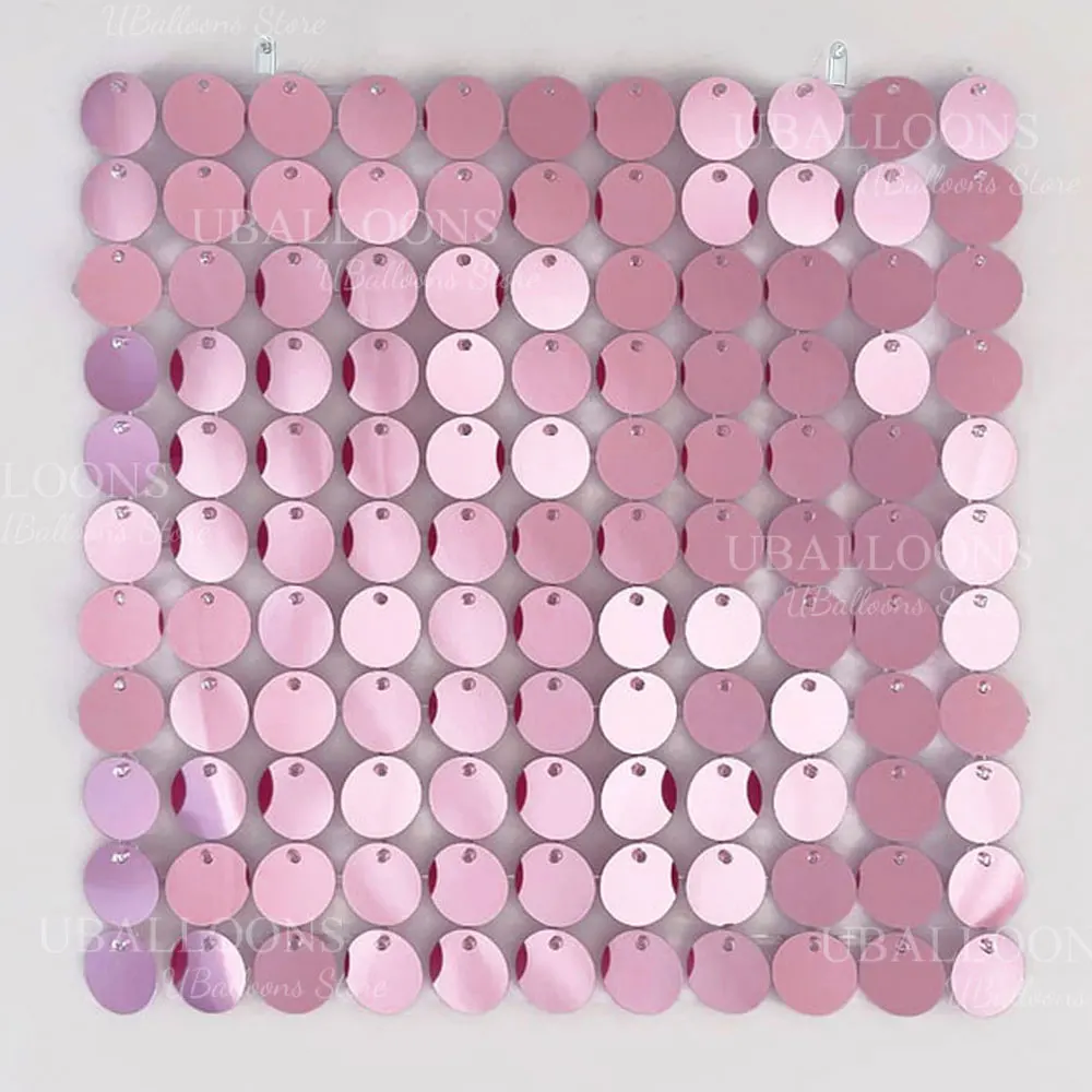 Round Sequin Backdrop Wall Panels 12/18/24pcs Round Confetti Iridescent Pink Shimmer Panel for Wedding Birthday Baby Shower Deco