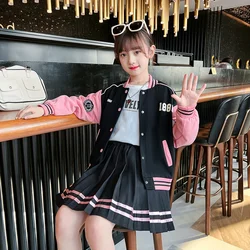 2024 autumn winter Kids Girls tracksuit JK striped jacket tops + pleated Skirts Suits Children set Clothes teen 4 5 8 10 12 year