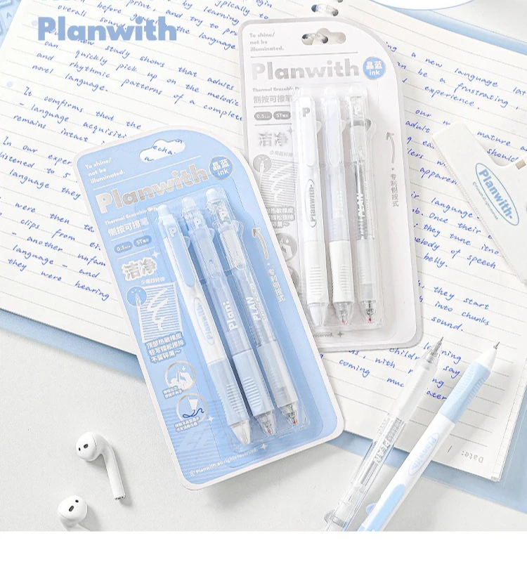 Planwith 3 Teile/satz Löschbaren Gel Stift Schreibwaren Student Schule Acsesories Stift 0,5mm Kristall Blau Tinte Seite Drücken Schreiben liefert – Detail 12