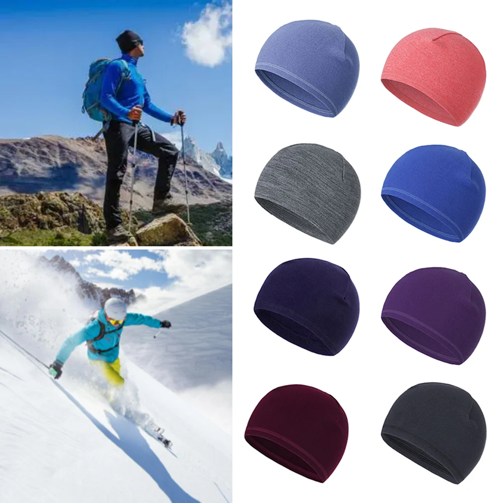 Cálidos gorros de lana para ciclismo al aire libre para hombres, gorro de Calavera, gorros gruesos a prueba de viento, gorros de esquí para senderismo, protección contra el frío, Invierno