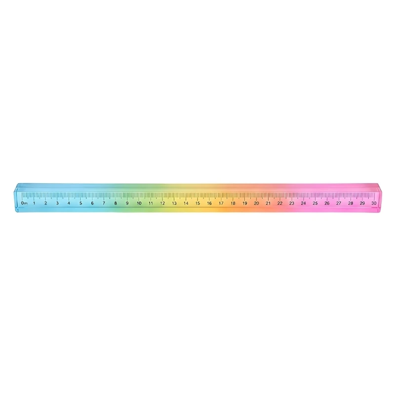 31BA Drafting Ruler 30CM Acrylic Geometry Measuring Tool with Transparent Color Fade Finish, Clear Scale for Students and Design