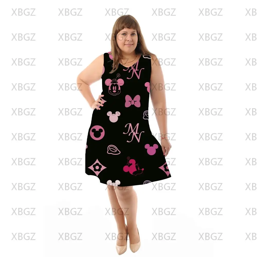 

Disney Minnie Mouse Elegant Dresses for Chubby Women Sexy Plus Size 4xl 5xl 6xl Boho Summer Woman 2022 Mickey Chic Dress Beach