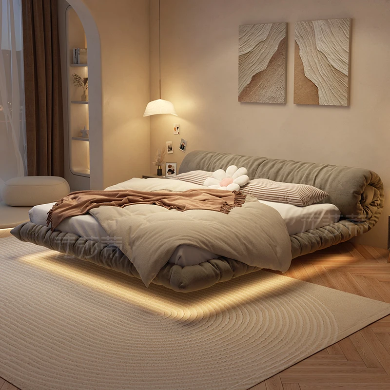 Suspended Bed Nordic Quiet Wind Master Bedroom Modern Simple Double Italian Network Saffron Roll Floor Bed