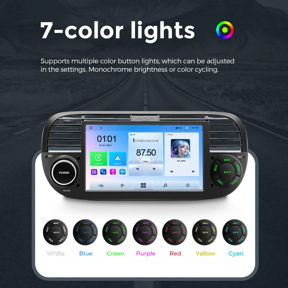 MEKEDE 7Inch IPS Screen Linux System Car Radio For Fiat 500 500C Abarth 2007-2015 Carplay RDS Camera Central Multimedia Player