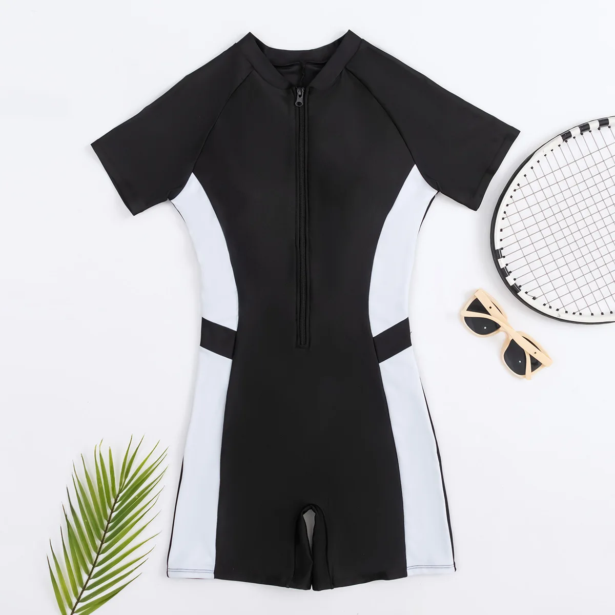 Rash Guard Swimwear Women Surf 2024 Bikini Short Sleeve One-Piece Swimsuit Woman Bathing Suits Beach Monokini Brazilian Biquini