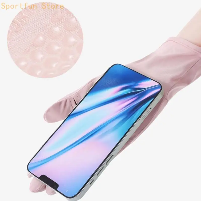 Ice Silk Long Thin Driving Gloves Sun Protections Gloves Nonslip Mittens X7JD