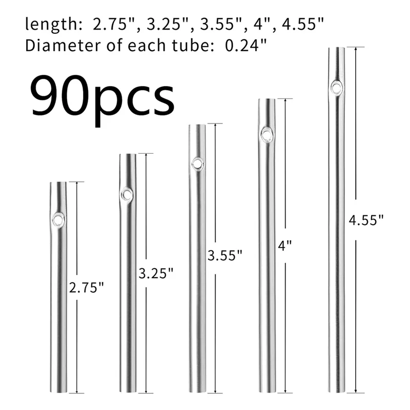 B08B-خط الرياح المتوافق مع 90 قطعة من أنابيب رنين الرياح، نغمة فارغة لتزيين المنزل والحديقة الخارجية