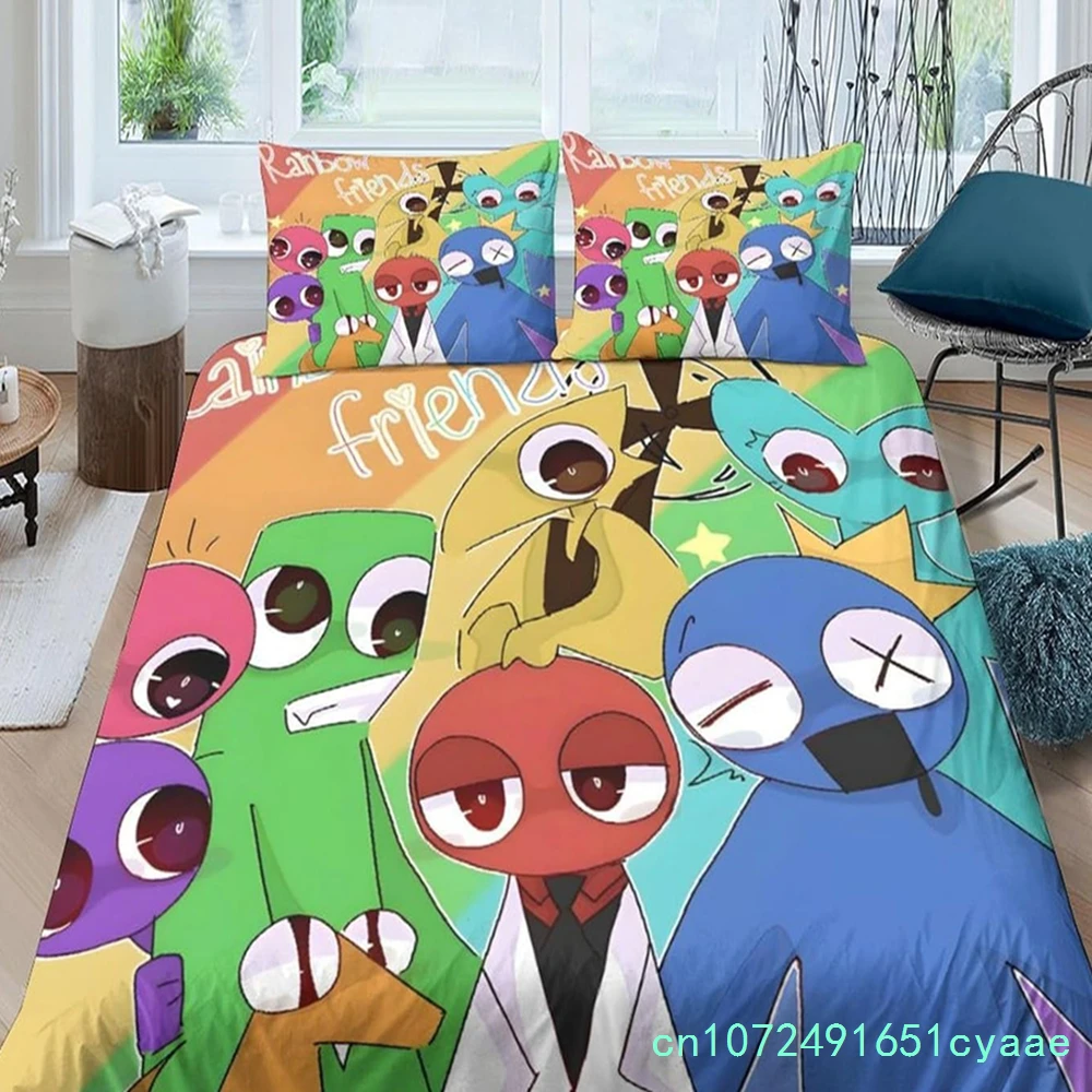 Graffiti Rainbow Friends Cartoon Duvet Cover UK Single Double King US Twin Full Queen Size Bed Linen Set
