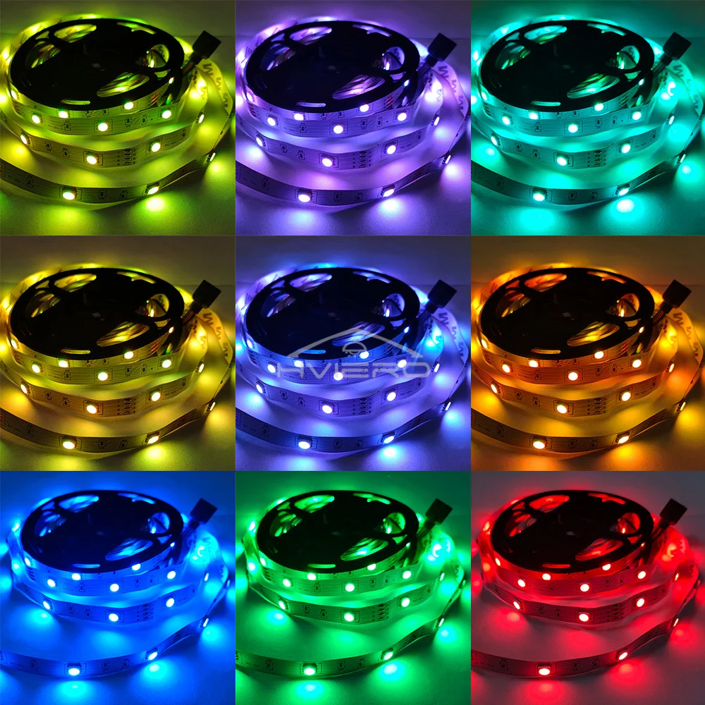 RGB Led Light Strip 5050 Wall Lamp Flexible Ribbon Stripe 5/10M DC 12V Diode Tape 24/44Key Controller For TV Backlight Ceiling