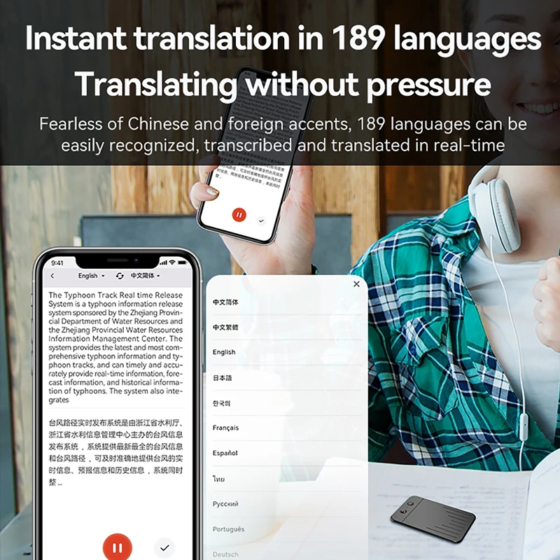 AI Voice Recorder APP Control AI Notetaking Device Transcribe & Summarization with ChatGPT Voice To Text Recorder Sound Recorder