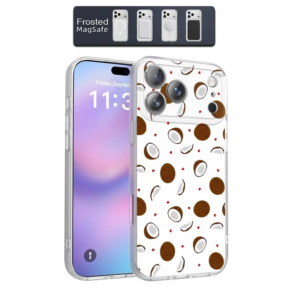Coconut Meat Beach Handyhülle für iPhone 17,16,15,14,13,12,11,Pro,Max,Plus,E,Air,Mini Magnetisch Magsafe Frosted Clear