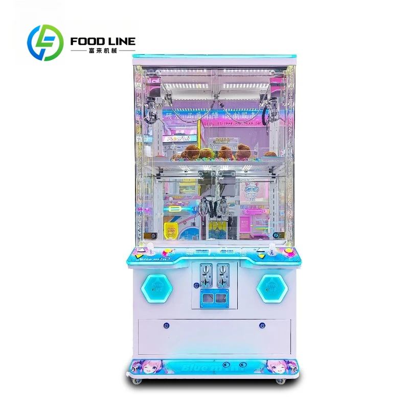 Customized Double Decker 2 Player Coin Operated Claw Crane Machine with Coin Acceptor for Plush Mini Toy Vending Amusement