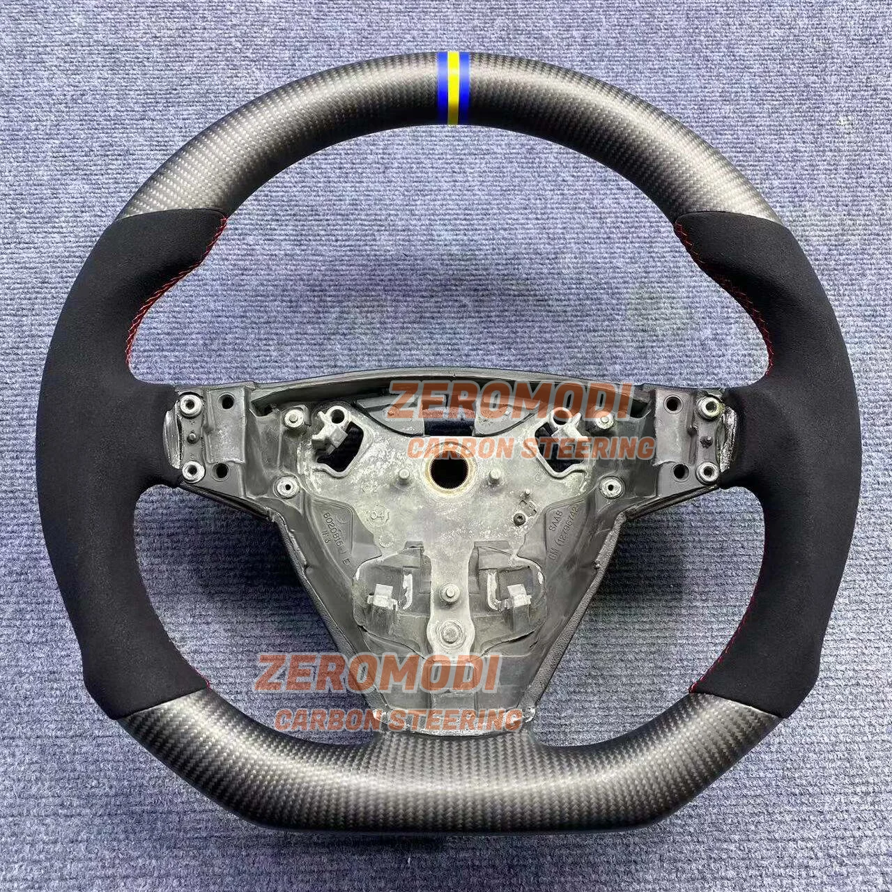 Carbon Steering Wheel For Saab 9-3 93 Aero Leather Flat Bottom Extra Thick