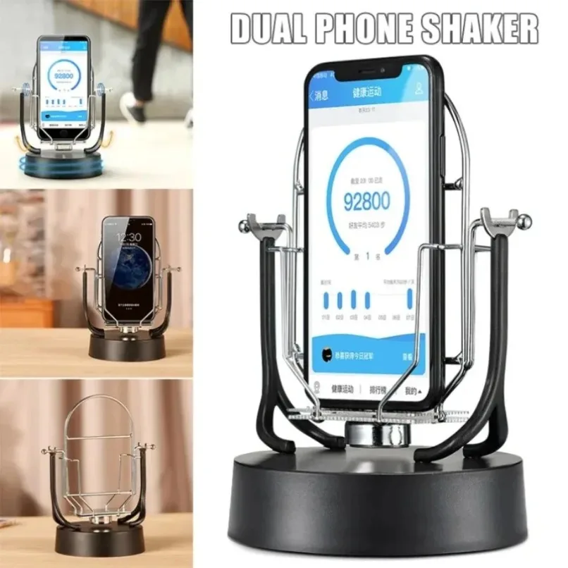 Automatic Phone Swing Shaker Dual Phone Holder High Power Step Counter for Steps Counting Game Assistant Outdoor Daily Use