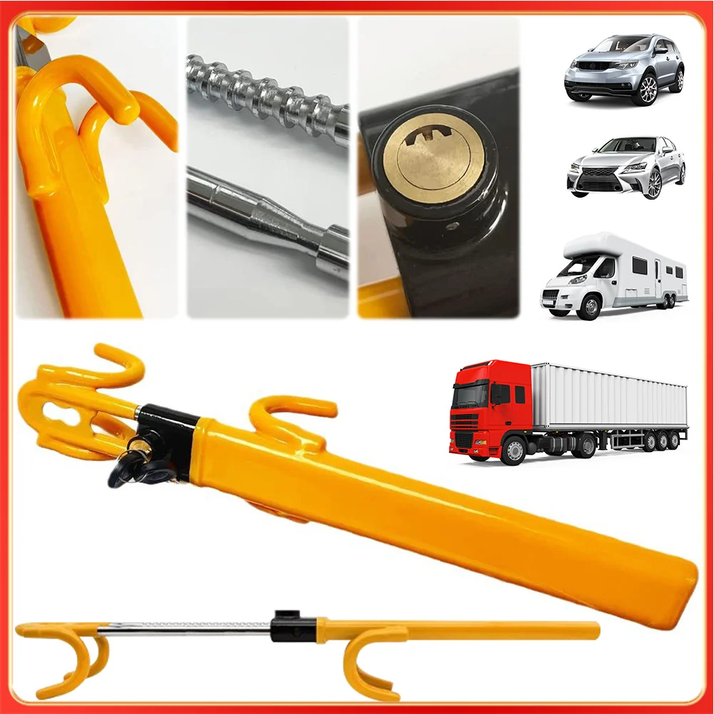 

Замок рулевого колеса, выдвижные двойные крючки, противоугонное устройство, универсальный замок на колесо, подходит для автомобилей, грузовиков, фургонов и внедорожников