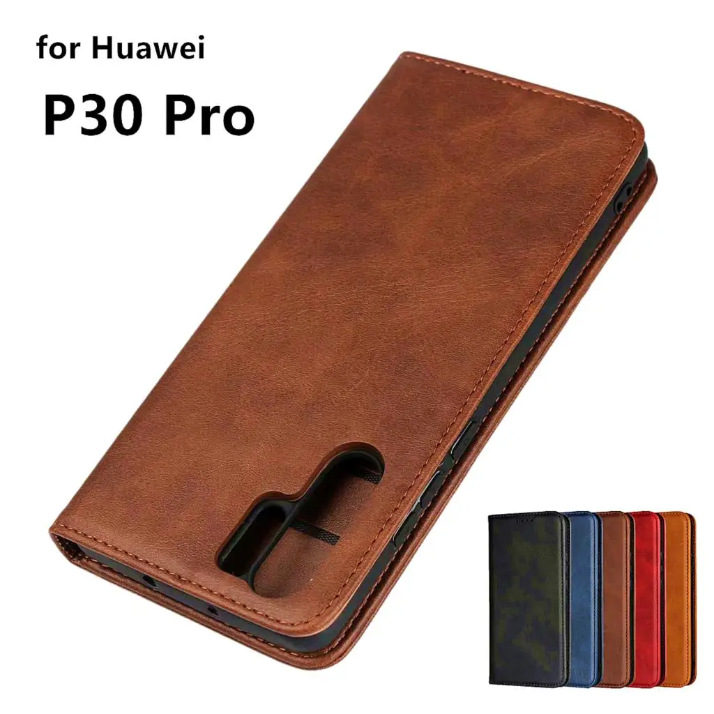 Étui en cuir pour Huawei P30 Pro P30Pro, 6.47 pouces, étui portefeuille à rabat avec porte-cartes et attraction magnétique