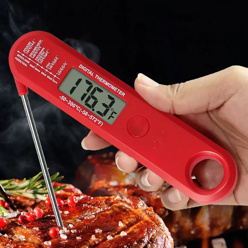 

Digital Meat Thermometer Instant Read Food Thermometer with Foldable Probe Oil Thermometer for Kitchen Outdoor Grilling and BBQ