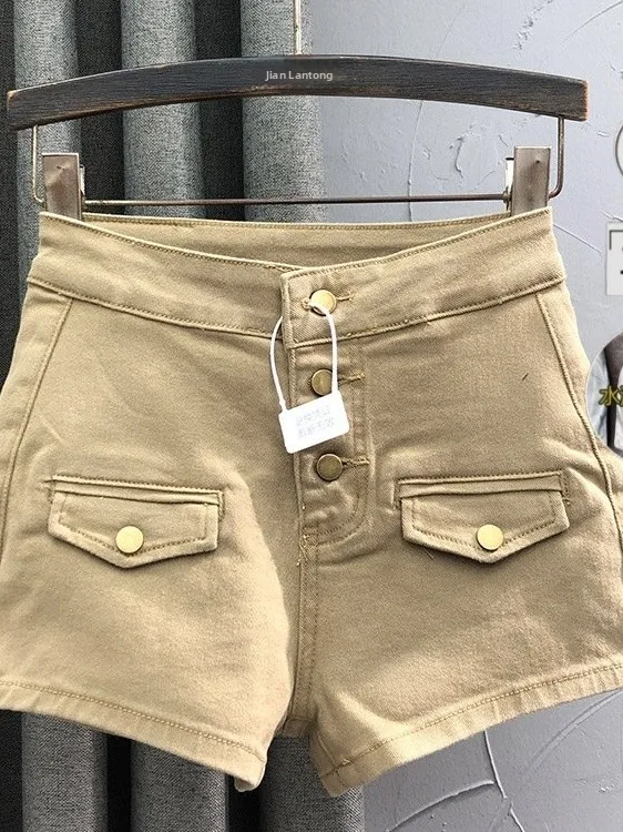 

High Waist Slimming Denim Shorts Women's Summer New Style Butt Lifting Straight A-Line Ultra Short Shorts Breathable Soft Mat...