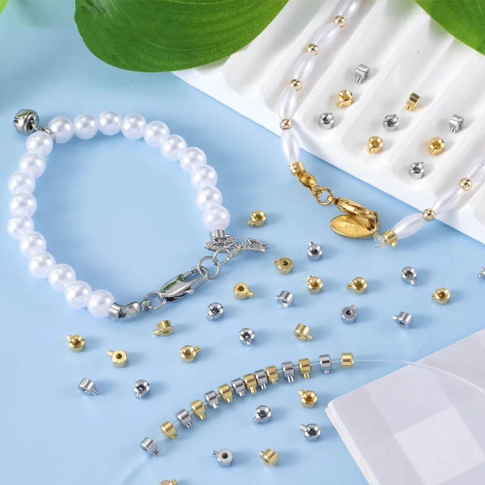 20 Stück Kupfer-Positionierungsschnallen mit Perlenkappen – DIY-Verbinder, Halsketten- und Armband-Verschlussverschlüsse für DIY-Zubehör – Detail 7