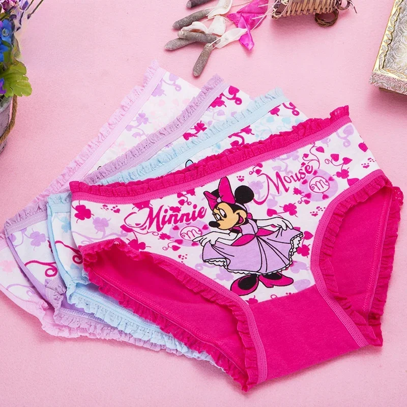 4 unids/pack Minnie bragas para niños ropa interior de Anime para niñas bragas suaves transpirables ropa interior de hogar calzoncillos de algodón de dibujos animados regalos