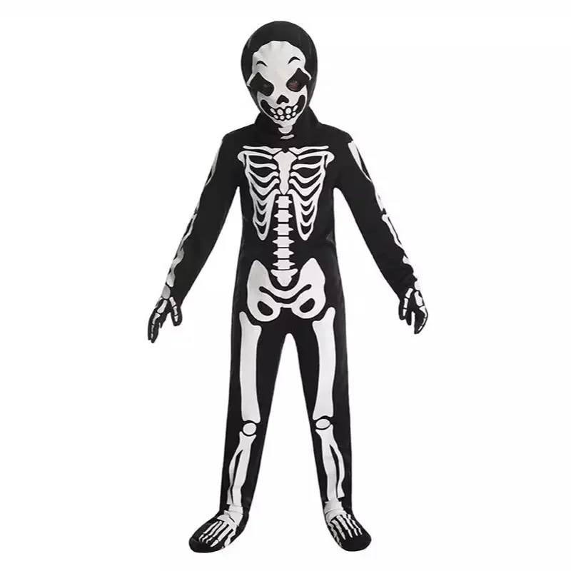 Fato de esqueleto de Halloween para crianças, brilho no escuro, ossos reflexivos assustadores, bodysuit para meninos e meninas