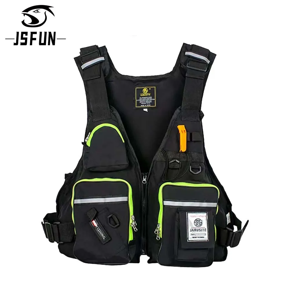 

JSFUN мужской профессиональный спасательный жилет плавучий костюм портативный рыболовный жилет с несколькими карманами водонепроницаемый регулируемый жилет для морской рыбалки