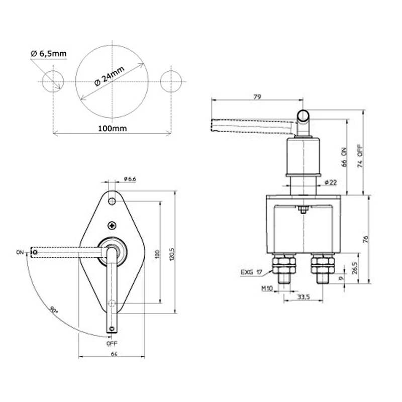 ISURE MARINE Battery Main Switch Single Pole 250A 48V Manual Battery Circuit Breaker Battery Switch,With Fixed Chain