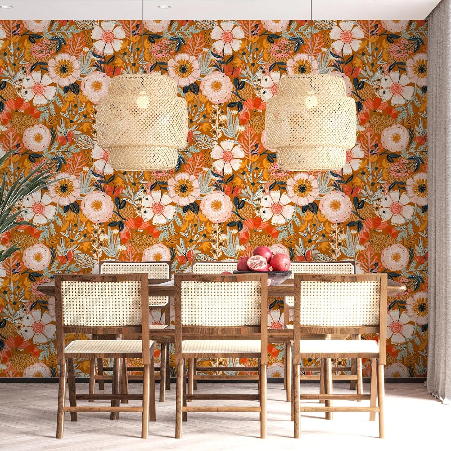 

Bohemian Vintage Floral Pattern, Self-adhesive Wallpaper, Waterproof and Stain-resistant, Suitable for Living Room and Bedroom.