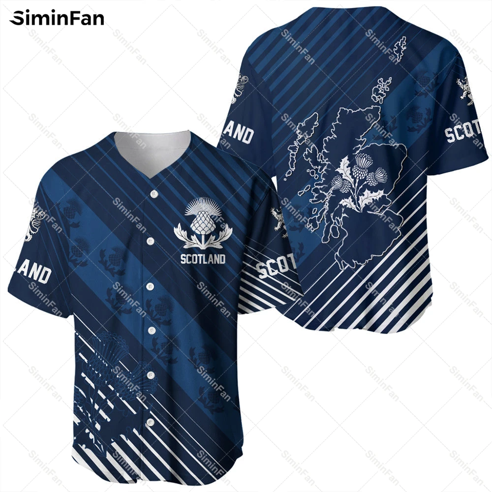 

Scotland Thistle Classic Baseball Jersey 3D All Over Printed Shirt Men Summer Collarless Tee Camisa Unisex Tshirt Female New Top